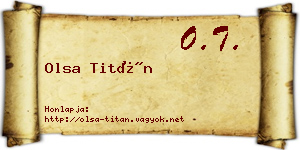 Olsa Titán névjegykártya